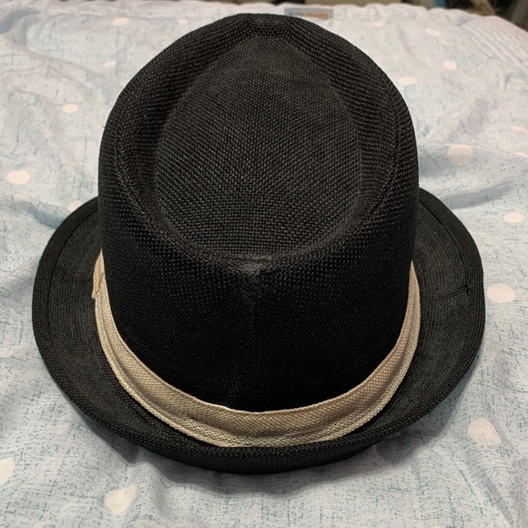 VTG 2b bebe Black Fedora Hat with Cream Band - Picture 5 of 10